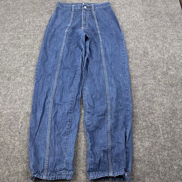 Laurenté Pants - 90s Vtg Laurenté Denim Utility Pants 25 High Waist Cinched Ankle Blue Casual